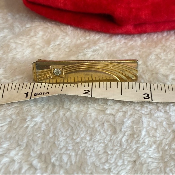 Vintage Gold Anson Tie Clip With Diamond Stud - Picture 7 of 8